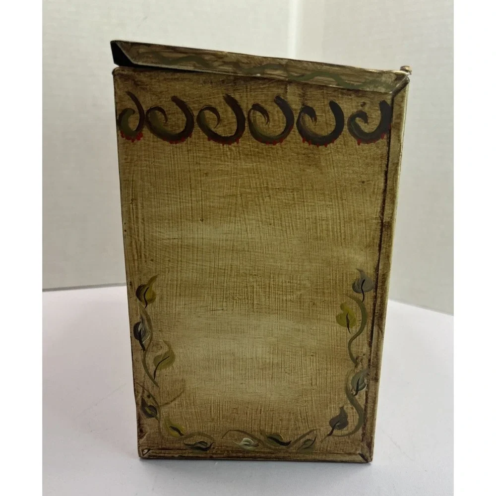 Vtg American Painted Tin‎ Toleware Hinged Box American Eagle Folk 7.25